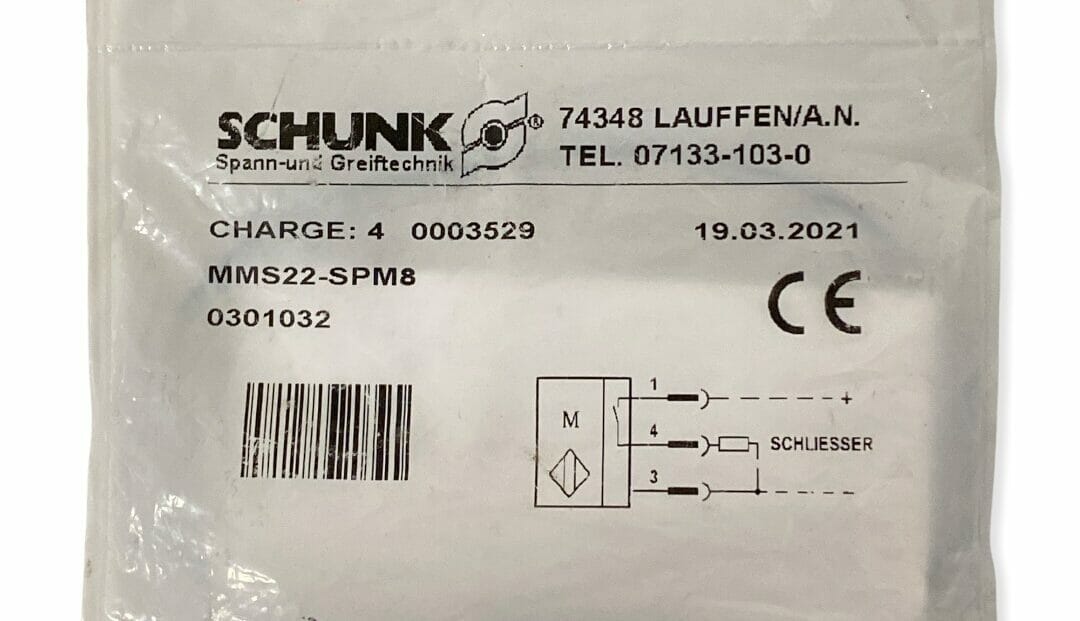 SCHUNK MMS22-SPM8 Magnetic Switch Sensor – 0301032, DC Proximity Switch